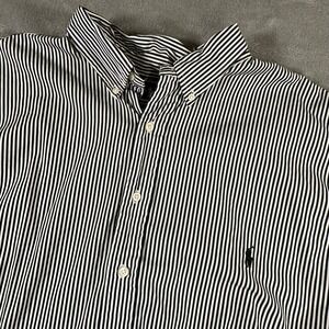 Ralph Lauren Mens 2XLT Tall Classic Fit Striped Button Down Shirt Black White
